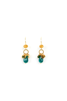 Emerald green and yellow golden disc drop earrings image