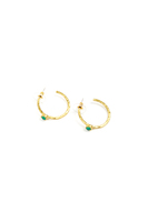 Hoop earrings with emerald green stone image