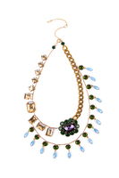 Multicoloured sparkly flower and petal double necklace image