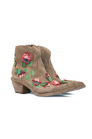 Taupe floral embroidered ankle boots image