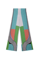 Multicoloured colourblock jacquard metallic knit trousers image