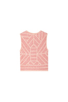 Antique pink sequinned geometric jacquard knit tank top image