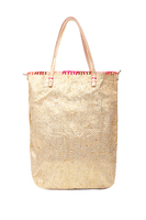 Pink burst and gold textured tote bag image