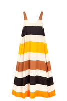 Saffron and brown striped tank dress image