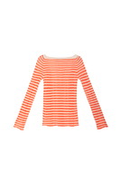 Bright orange and beige striped knit top image