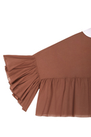 Blusa oversize in voile di cotone marrone pecan image