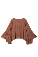 Pecan brown cotton voile oversized blouse image
