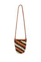 Caramel striped crochet bucket bag image
