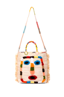 Multicoloured african mask textured tote bag image