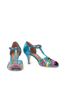 Acqua multicoloured metallic peep toe sandals image