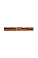 Brown raffia elasticated rectangle buckle belt image