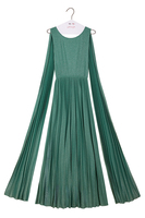 Jade green lurex pleated long dress image