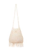 White crocheted leather bag image