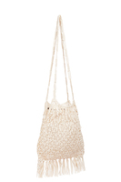 White crocheted leather bag image