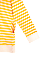 Maglione oversize a righe giallo sole e beige image