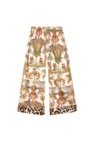 Ivory multicoloured nature print trousers image