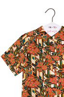 Multicoloured flowers and shapes print shirt image