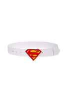 White leather superman buckle belt image