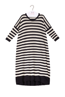 Ink blue and white striped knit dress image
