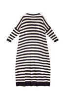 Ink blue and white striped knit dress image
