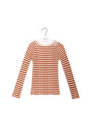 Camel and beige striped knit top image