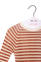 Camel and beige striped knit top image