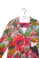 Cappotto con stampa a fiori tropicali multicolore image