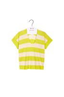 Acid yellow and white striped knit top image