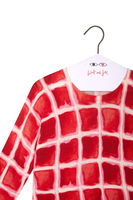 Maglione con stampa a piastrelle rosso rubino e rosa image