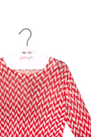 Crimson and white herringbone stitch print sweater image