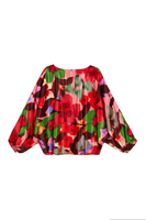 Blusa oversize con stampa floreale sfocata multicolore image
