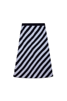 Baby blue and ink diagonal striped knit skirt image