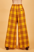 Saffron yellow and burgundy checked palazzo trousers image