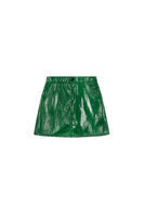 Emerald green patent faux leather mini skirt image