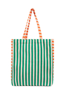 Emerald green and orange striped tote bag image