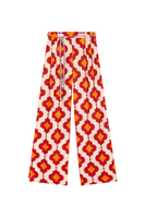 Pantaloni palazzo con stampa geometrica arancio bruciato e avorio image