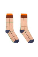 Beige multicolour check socks image