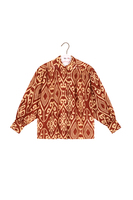 Cinnamon brown and beige geometric print shirt image