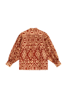 Camicia marrone cannella e beige con stampa geometrica image