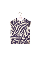 Navy blue and ivory zebra print damask blouse image