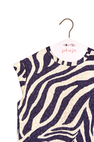 Navy blue and ivory zebra print damask blouse image
