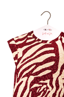 Burgundy and ivory zebra print damask blouse image