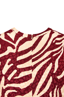 Blusa damascata bordeaux e avorio con stampa zebrata image
