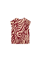Blusa damascata bordeaux e avorio con stampa zebrata image