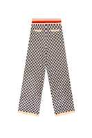Ivory and navy checkerboard knit trousers image
