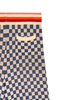 Ivory and navy checkerboard knit trousers image