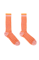 Pumpkin and pink striped ribbed socks image