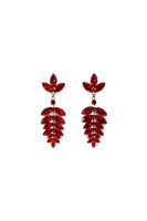 Sparkly ruby red leaf drop earrings image