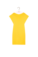 Lemon yellow short midi knit dress image