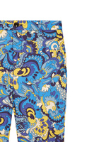 Pantaloni con stampa floreale vintage blu oceano e gialla image